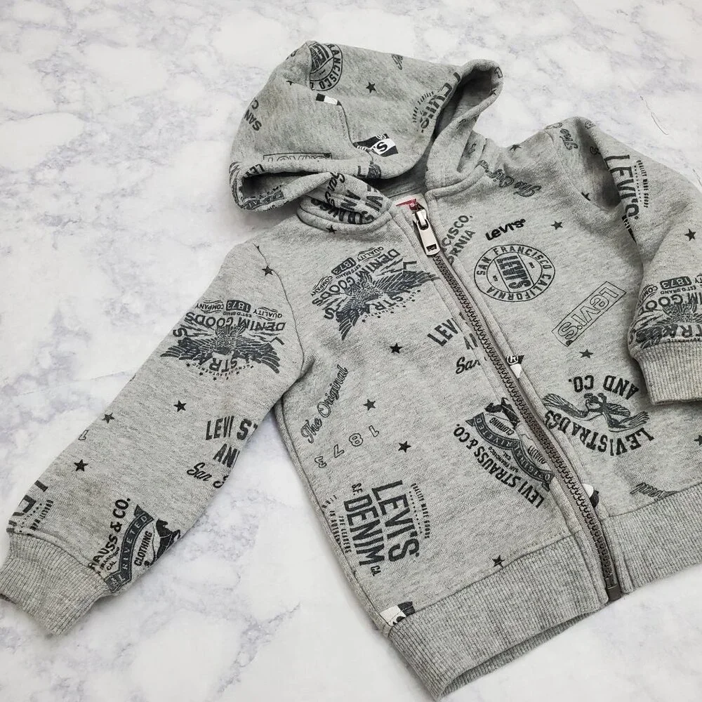 Levis Baby Zip-Up‎ Hoodie Gray 12M Cotton/Polyester Blend